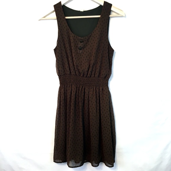 Dresses & Skirts - Chiffon Sleeveless Brown Floral Swing Dress